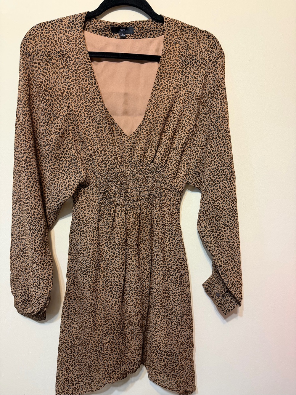 Fate Smocked Waist Leopard Print Dress in Brown 2144